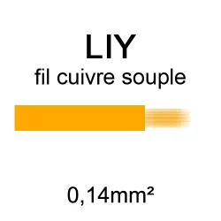 fil de câblage en cuivre souple série LIY section 0.14mm² orange