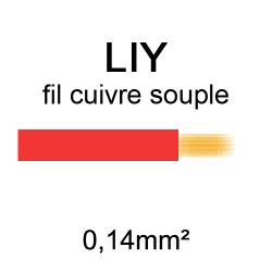 fil de câblage en cuivre souple série LIY section 0.14mm² rouge