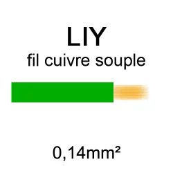 fil de câblage en cuivre souple série LIY section 0.14mm² vert