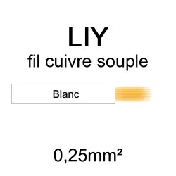 fil de câblage en cuivre souple série LIY section 0.25mm² blanc