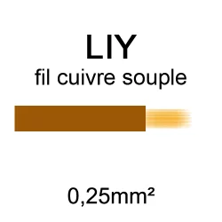 fil de câblage en cuivre souple série LIY section 0.25mm² marron
