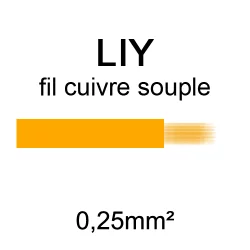 fil de câblage en cuivre souple série LIY section 0.25mm² orange
