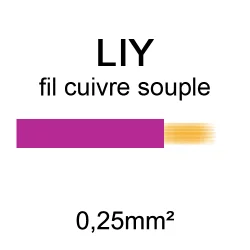 fil de câblage en cuivre souple série LIY section 0.25mm² violet