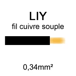 fil de câblage en cuivre souple série LIY section 0.34mm² noir