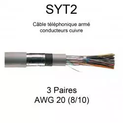 câble téléphone armé SYT2 3 paires AWG20 8/10
