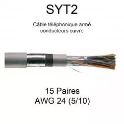 câble téléphone armé SYT2 15 paires AWG24 5/10
