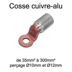 cosse bimétal alu cuivre de branchement de câble aluminium 35mm² trou M10