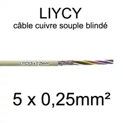 câble électrique blindé série LIYCY 0.25mm² 5 conducteurs
