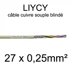 câble électrique blindé série LIYCY 0.25mm² 27 conducteurs