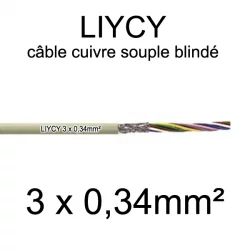 câble électrique blindé série LIYCY 0.34mm² 3 conducteurs