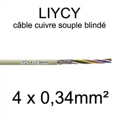 câble électrique blindé série LIYCY 0.34mm² 4 conducteurs