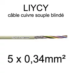câble électrique blindé série LIYCY 0.34mm² 5 conducteurs