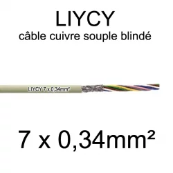 câble électrique blindé série LIYCY 0.34mm² 7 conducteurs
