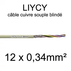 câble électrique blindé série LIYCY 0.34mm² 12 conducteurs