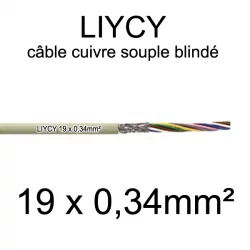 câble électrique blindé série LIYCY 0.34mm² 19 conducteurs