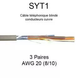 câble téléphone SYT1 3 paires AWG20 8/10