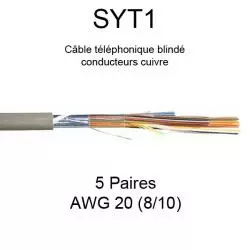 câble téléphone SYT1 5 paires AWG20 8/10