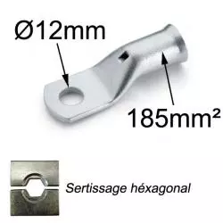 cosse à sertir cuivre étamé 185mm² trou M12
