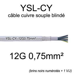 câble électrique cuivre souple blindé YSL-CY 12 conducteurs 0.75mm²