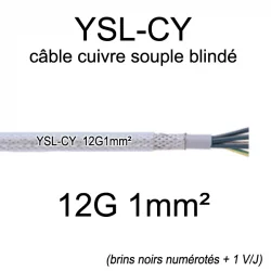 câble électrique cuivre souple blindé YSL-CY 12 conducteurs 1mm²