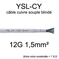 câble électrique cuivre souple blindé YSL-CY 12 conducteurs 1.5mm²