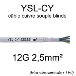 câble électrique cuivre souple blindé YSL-CY 12 conducteurs 2.5mm²