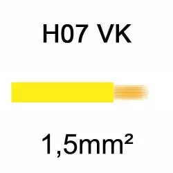 fil de câblage en cuivre souple isolé PVC série H07VK 1.5mm² jaune