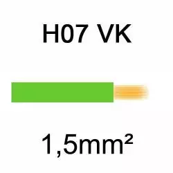 fil de câblage en cuivre souple isolé PVC série H07VK 1.5mm² vert