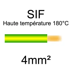 fil cuivre souple haute température isolé silicone 4mm2 Vert et jaune