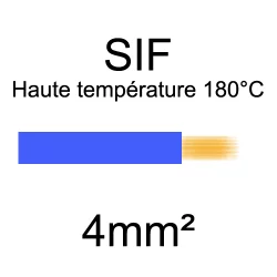 fil cuivre souple haute température isolé silicone 4mm2 bleu