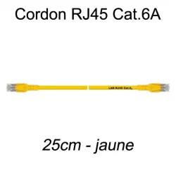 Câble Ethernet RJ45 cat 6a 25cm jaune