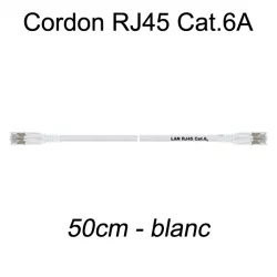 Câble Ethernet RJ45 cat 6a 50cm blanc