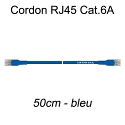 Câble Ethernet RJ45 cat 6a 50cm bleu