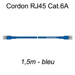 Câble Ethernet RJ45 cat 6a 1,5m bleu