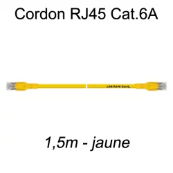 Câble Ethernet RJ45 cat 6a 1,5m jaune