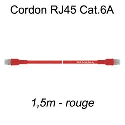 Câble Ethernet RJ45 cat 6a 1,5m rouge