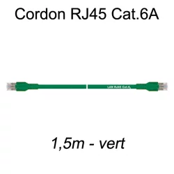 Câble Ethernet RJ45 cat 6a 1,5m vert