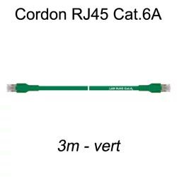 Câble Ethernet RJ45 cat 6a 3m vert