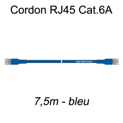 Câble Ethernet RJ45 cat 6a 7,5m bleu