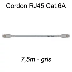Câble Ethernet RJ45 cat 6a 7,5m gris