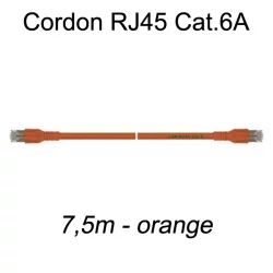 Câble Ethernet RJ45 cat 6a 7,5m orange