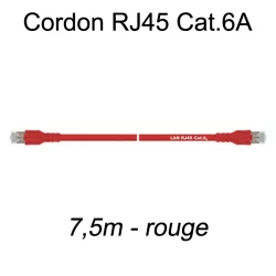 Câble Ethernet RJ45 cat 6a 7,5m rouge