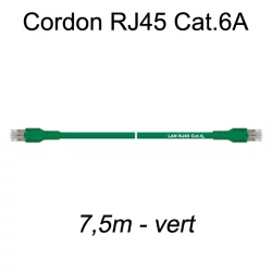 Câble Ethernet RJ45 cat 6a 7,5m vert