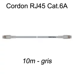 Câble Ethernet RJ45 cat 6a 10m gris