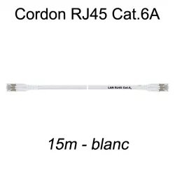 Câble Ethernet RJ45 cat 6a 15m blanc