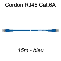 Câble Ethernet RJ45 cat 6a 15m bleu