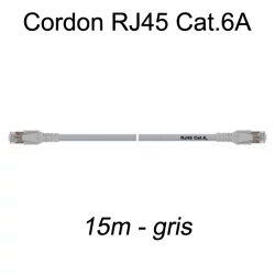 Câble Ethernet RJ45 cat 6a 15m gris