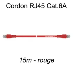 Câble Ethernet RJ45 cat 6a 15m rouge