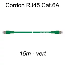 Câble Ethernet RJ45 cat 6a 15m vert