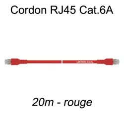 Câble Ethernet RJ45 cat 6a 20m rouge